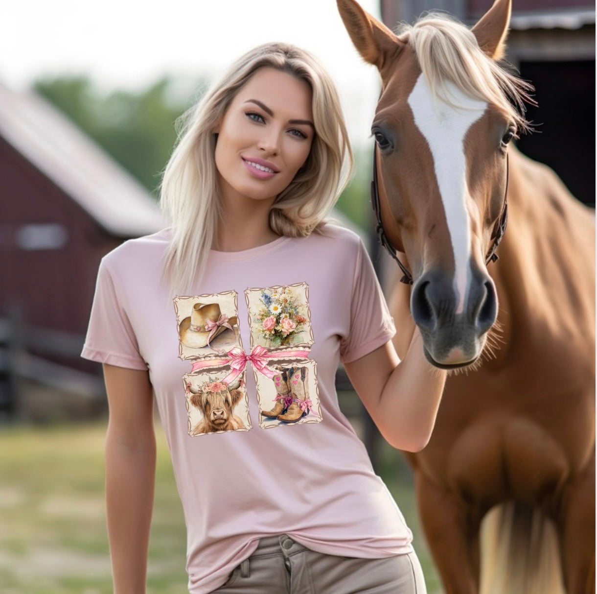Blush Prairie Patchwork Western Graphic Tee