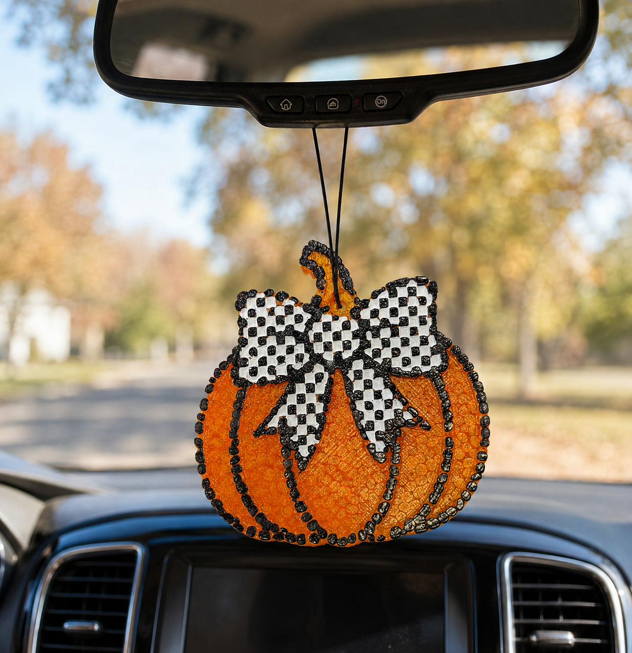 Black/White Checked Bow Pumpkin Freshie