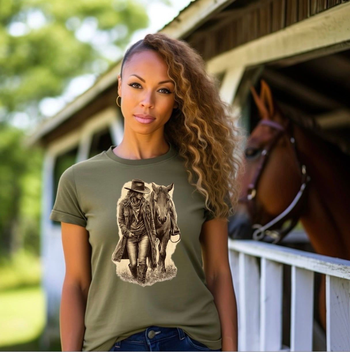 Rustic Grace Cowgirl & Horse Graphic Tee