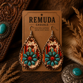 Southwestern Turquoise Teardrop Earrings | Leopard & Serape Western Statement Earrings
