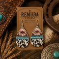 Southwest Cowhide Teardrop Earrings | Western Boho Aztec Statement Earrings