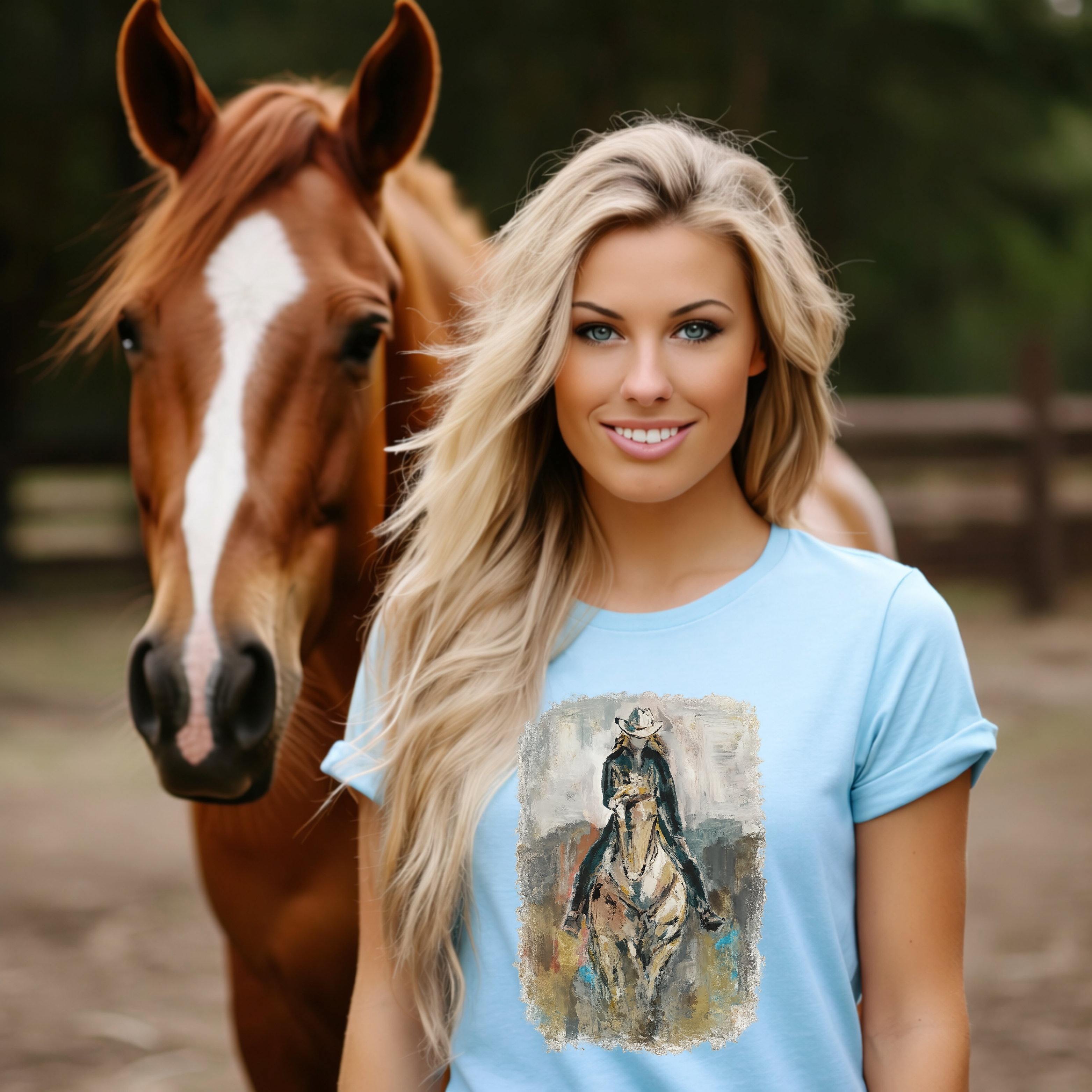 Vintage Watercolor Cowgirl Graphic Tee