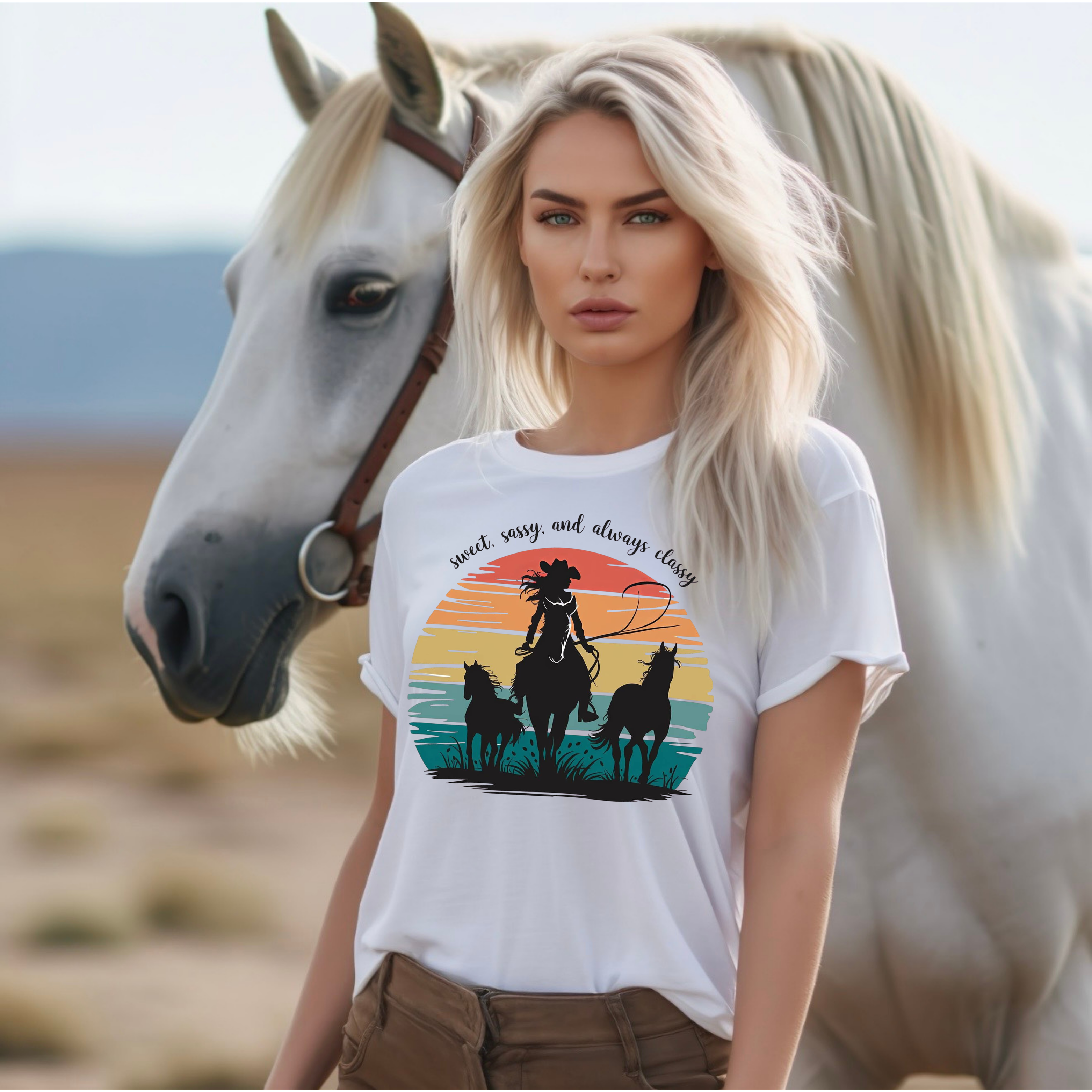 Sweet, Sassy & Always Classy Cowgirl Sunset Graphic Tee